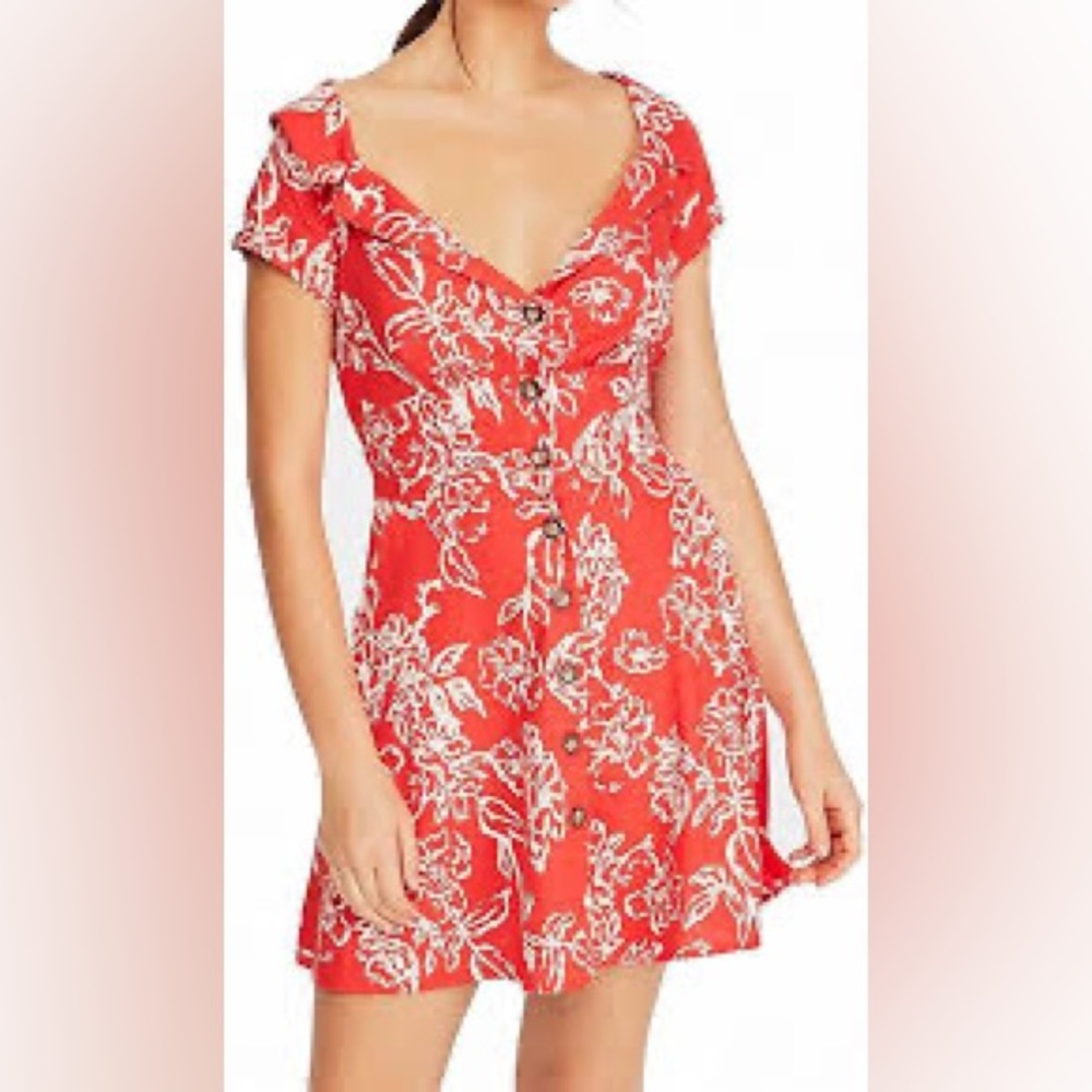 Free People Red Floral Mini Dress